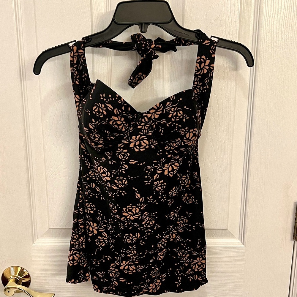 Smart & Sexy Black Floral Swim Tank Top